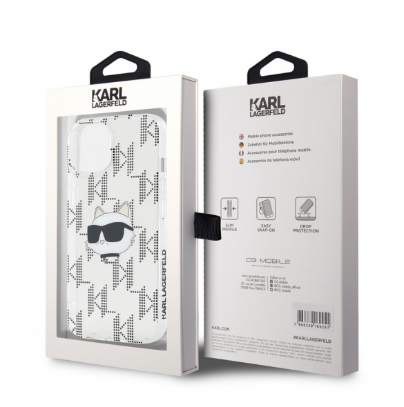 Karl Lagerfeld IML Elektropläterat Choupette-huvudfodral till iPhone 15 Transparent