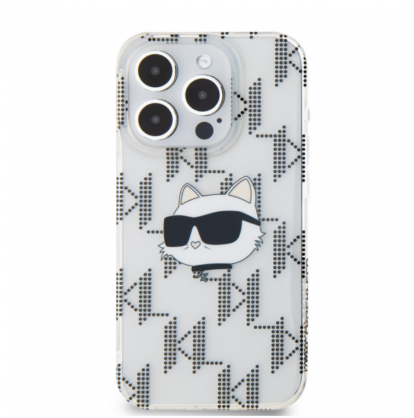 Karl Lagerfeld IML Elektropläterat Choupette-huvudfodral till iPhone 15 Pro Transparent