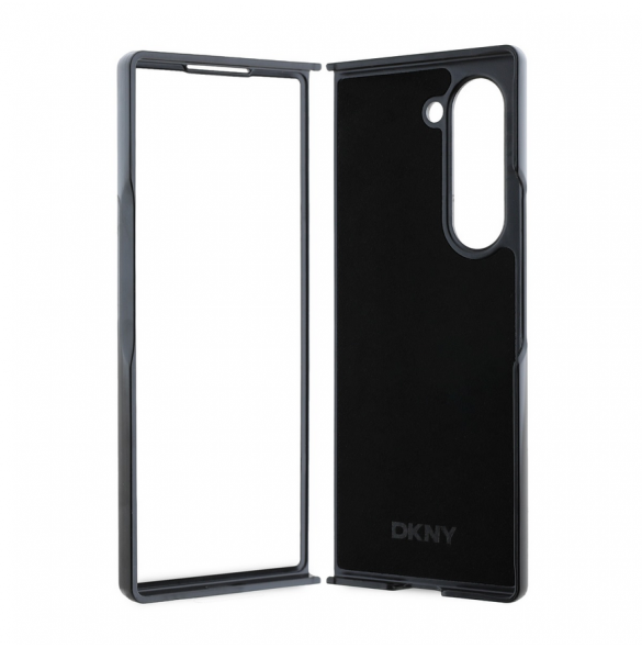 DKNY PU-läderväska med rutigt mönster och rand till Samsung Galaxy Z Fold 6 Black
