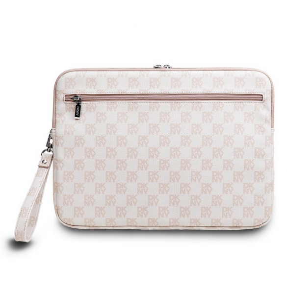 DKNY PU-läderrutigt mönster och rand för bärbar datorfodral 13/14" Rosa