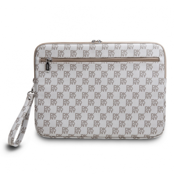 DKNY PU Läder Rutigt Mönster och Stripe Laptop Fodral 13/14" Beige