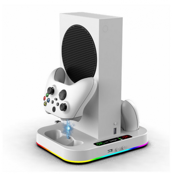 iPega XBS012S multifunktionell laddning och kylning RGB-stativ för Xbox Series S + 2st batterier