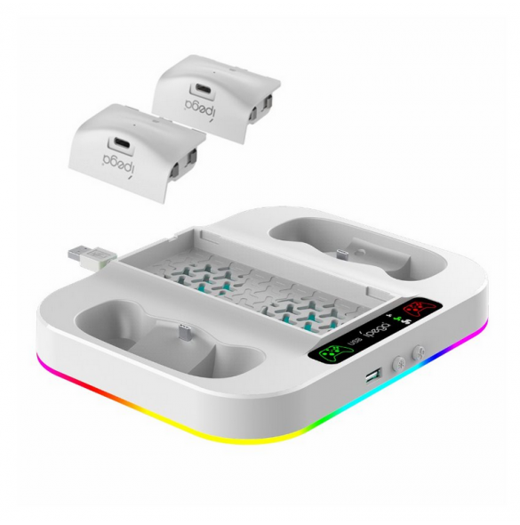 iPega XBS012S multifunktionell laddning och kylning RGB-stativ för Xbox Series S + 2st batterier