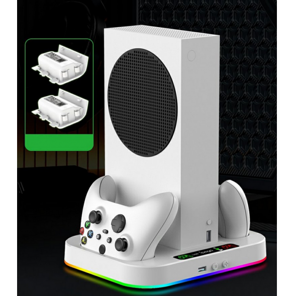 iPega XBS012S multifunktionell laddning och kylning RGB-stativ för Xbox Series S + 2st batterier