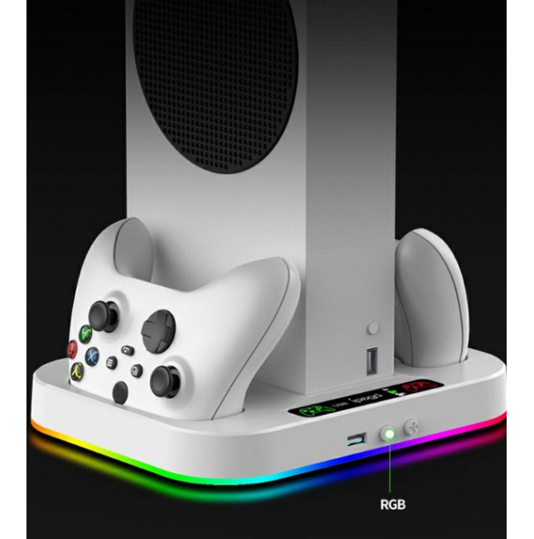 iPega XBS012S multifunktionell laddning och kylning RGB-stativ för Xbox Series S + 2st batterier