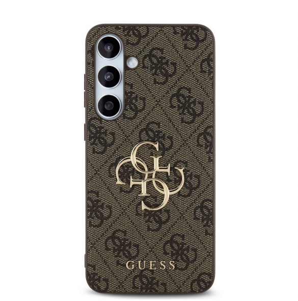 Guess PU 4G metalllogofodral för Samsung Galaxy S24 FE Brun