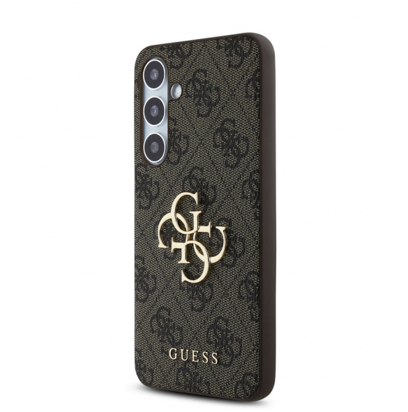 Guess PU 4G metalllogofodral för Samsung Galaxy S24 FE Brun