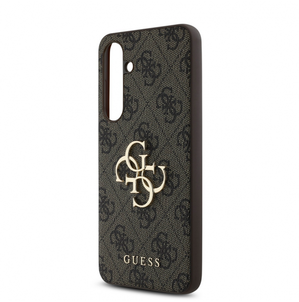 Guess PU 4G metalllogofodral för Samsung Galaxy S24 FE Brun