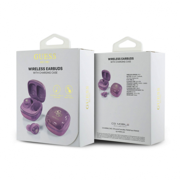Guess 4G Logotyp Mini TWS trådlösa hörlurar Purple