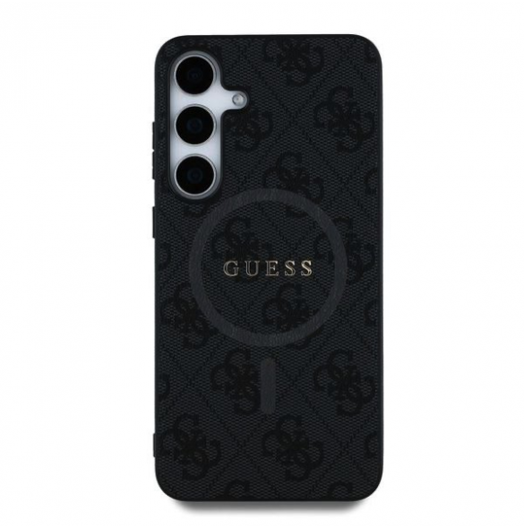 Guess PU Leather 4G Colored Ring MagSafe Fodral för Samsung Galaxy S25+ Svart