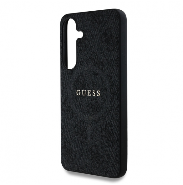 Guess PU Leather 4G Colored Ring MagSafe Fodral för Samsung Galaxy S25+ Svart