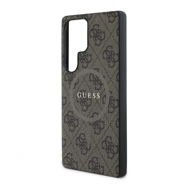 Guess PU Leather 4G Colored Ring MagSafe Fodral till Samsung Galaxy S25 Ultra Brown