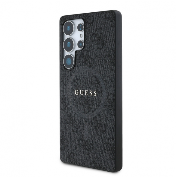 Guess PU Leather 4G Colored Ring MagSafe Fodral till Samsung Galaxy S25 Ultra Black