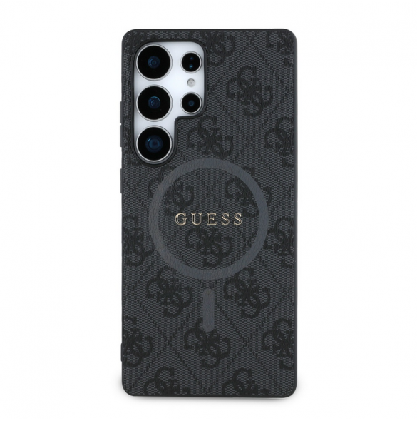 Guess PU Leather 4G Colored Ring MagSafe Fodral till Samsung Galaxy S25 Ultra Black