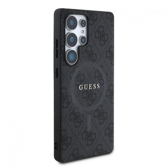 Guess PU Leather 4G Colored Ring MagSafe Fodral till Samsung Galaxy S25 Ultra Black