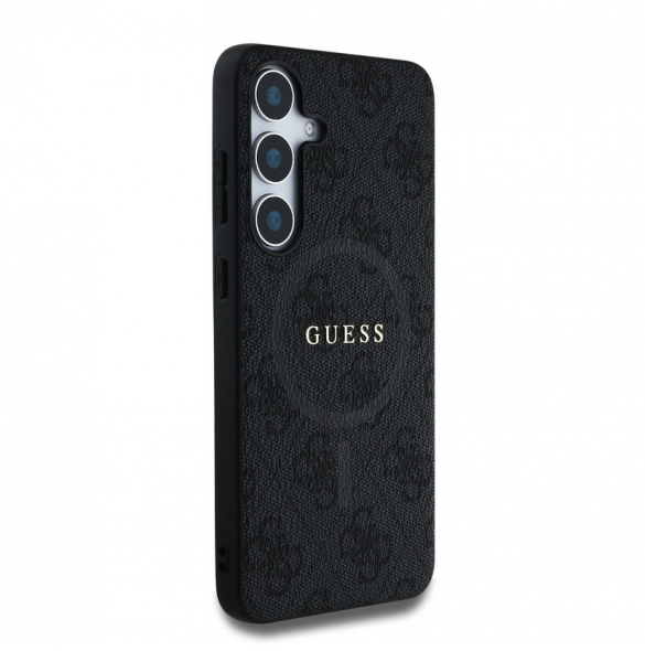 Guess PU Leather 4G Colored Ring MagSafe Fodral till Samsung Galaxy S25 Svart