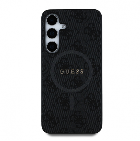 Guess PU Leather 4G Colored Ring MagSafe Fodral till Samsung Galaxy S25 Svart