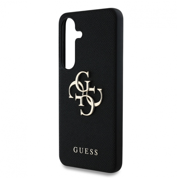 Guess PU Grained 4G metalllogofodral för Samsung Galaxy S25+ Svart