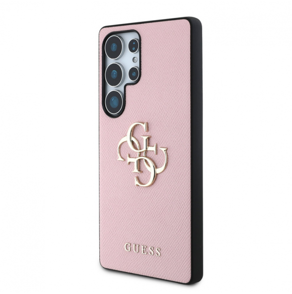 Guess PU Grained 4G metalllogofodral för Samsung Galaxy S25 Ultra Pink