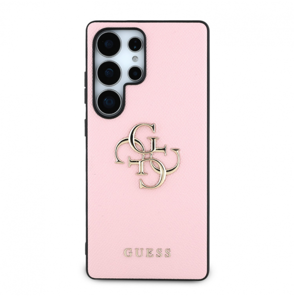Guess PU Grained 4G metalllogofodral för Samsung Galaxy S25 Ultra Pink