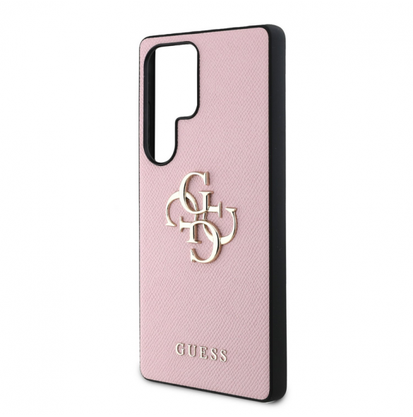 Guess PU Grained 4G metalllogofodral för Samsung Galaxy S25 Ultra Pink