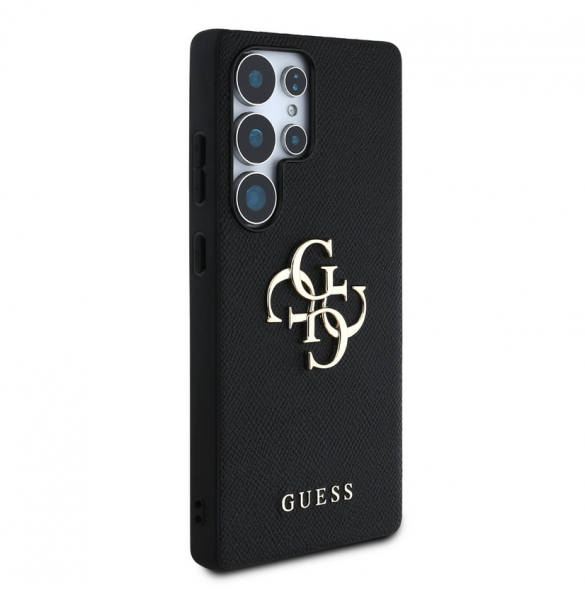 Guess PU Grained 4G metalllogofodral till Samsung Galaxy S25 Ultra Black