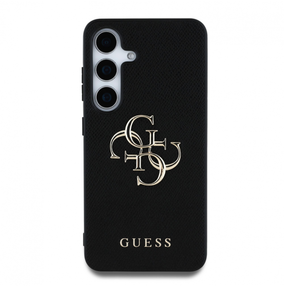 Guess PU Grained 4G metalllogofodral till Samsung Galaxy S25 Svart