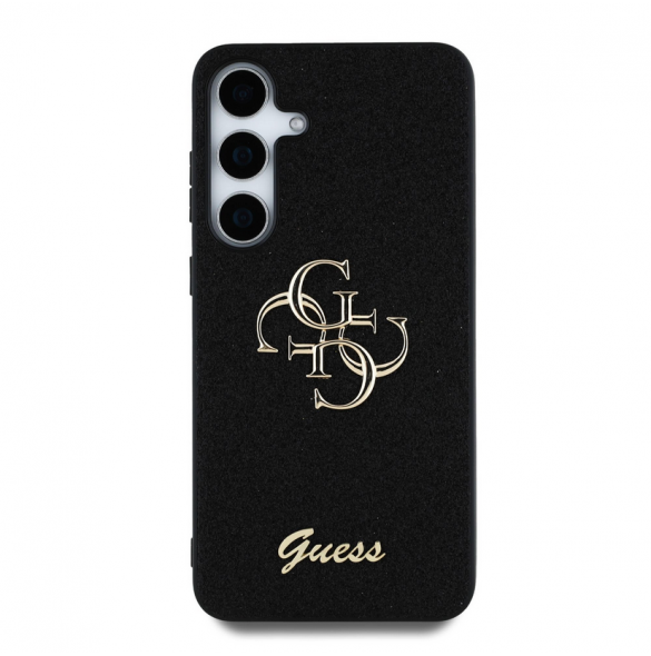 Guess PU Fixed Glitter 4G metalllogofodral för Samsung Galaxy S25+ Svart