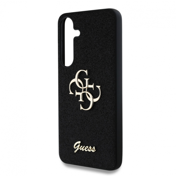 Guess PU Fixed Glitter 4G metalllogofodral för Samsung Galaxy S25+ Svart