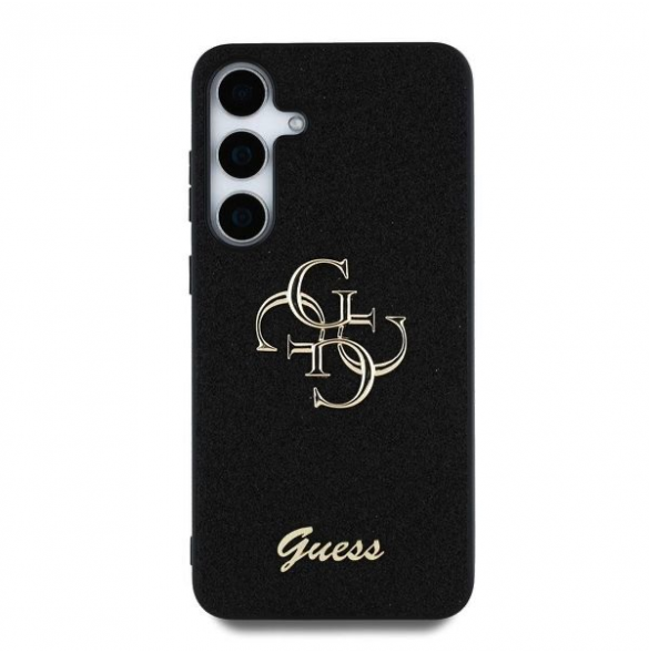 Guess PU Fixed Glitter 4G metalllogofodral till Samsung Galaxy S25 Svart