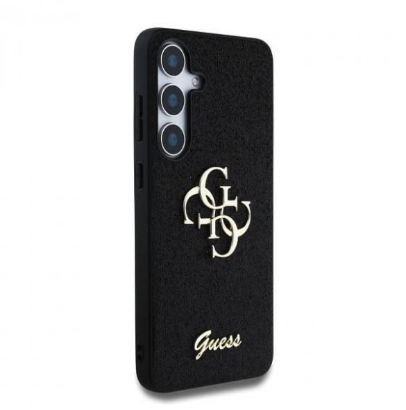 Guess PU Fixed Glitter 4G metalllogofodral till Samsung Galaxy S25 Svart