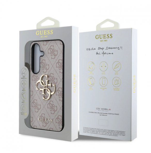 Guess PU 4G metalllogofodral för Samsung Galaxy S25+ Rosa