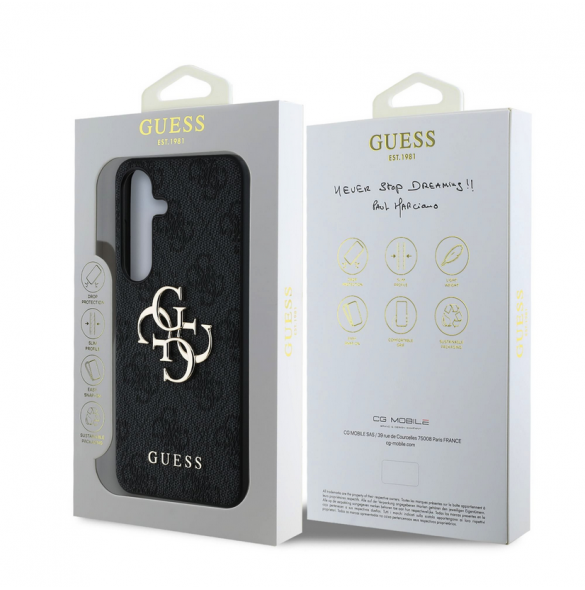 Guess PU 4G metalllogofodral för Samsung Galaxy S25+ Grå