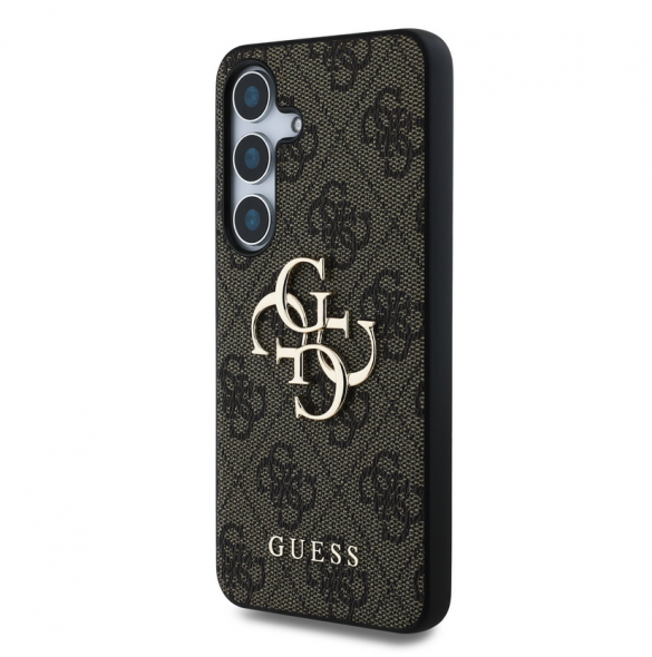 Guess PU 4G metalllogofodral för Samsung Galaxy S25+ Brun