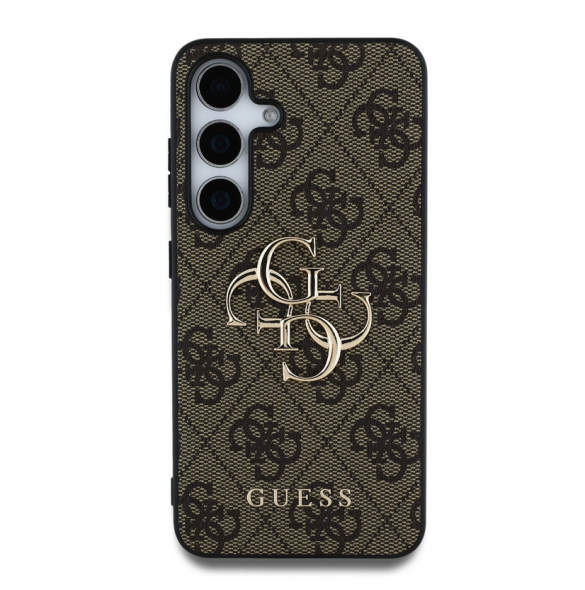 Guess PU 4G metalllogofodral för Samsung Galaxy S25+ Brun