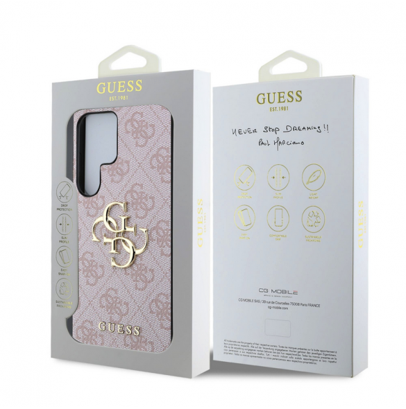 Guess PU 4G metalllogofodral till Samsung Galaxy S25 Ultra Pink