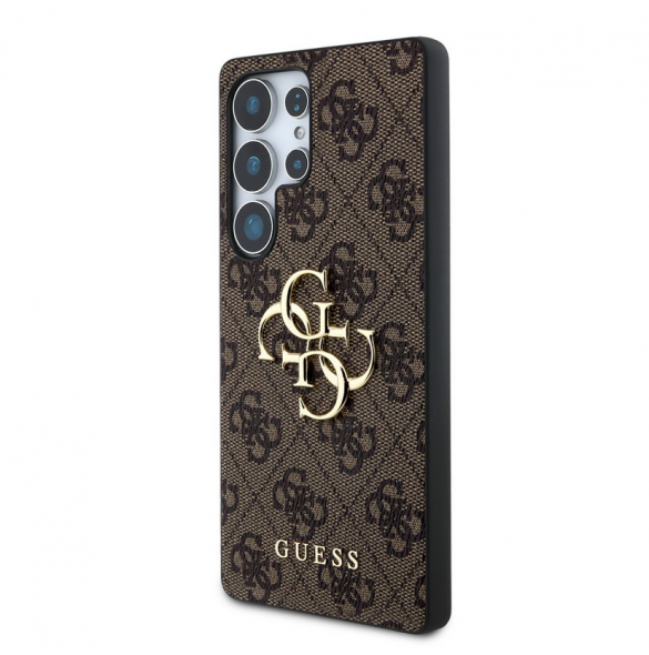 Guess PU 4G metalllogofodral för Samsung Galaxy S25 Ultra Brown