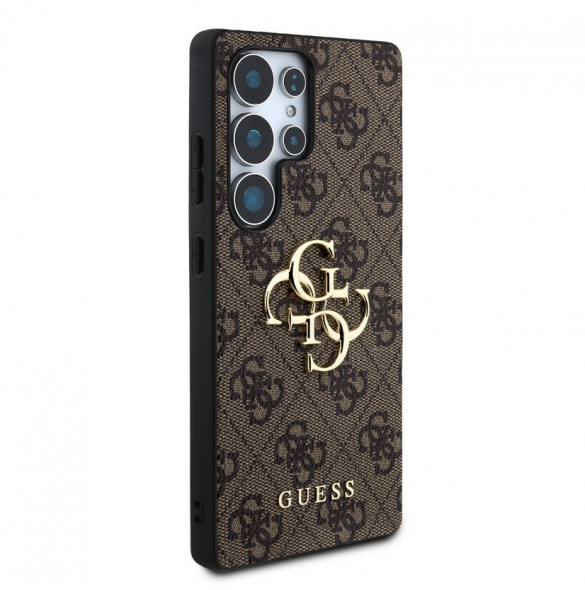 Guess PU 4G metalllogofodral för Samsung Galaxy S25 Ultra Brown