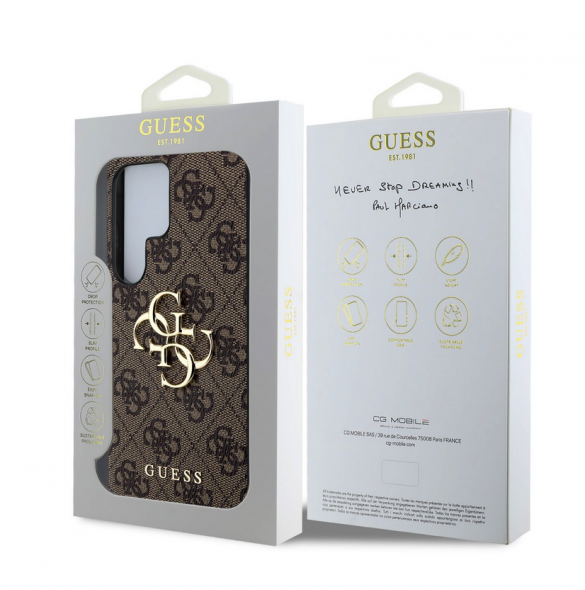 Guess PU 4G metalllogofodral för Samsung Galaxy S25 Ultra Brown