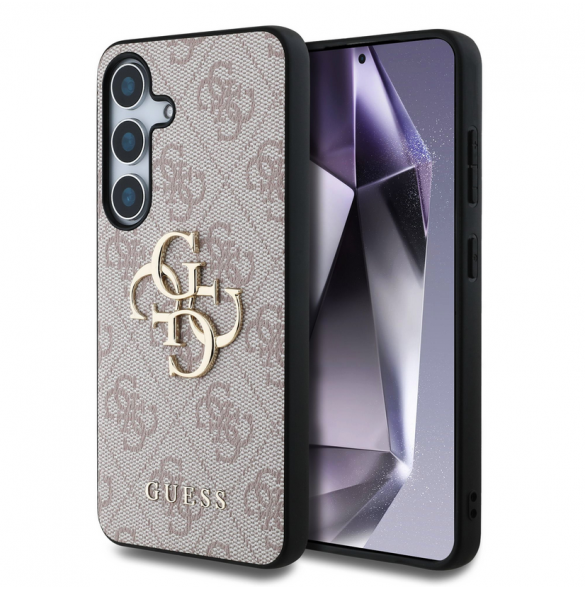 Guess PU 4G metalllogofodral till Samsung Galaxy S25 Rosa