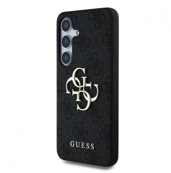 Guess PU 4G metalllogofodral för Samsung Galaxy S25 Grå