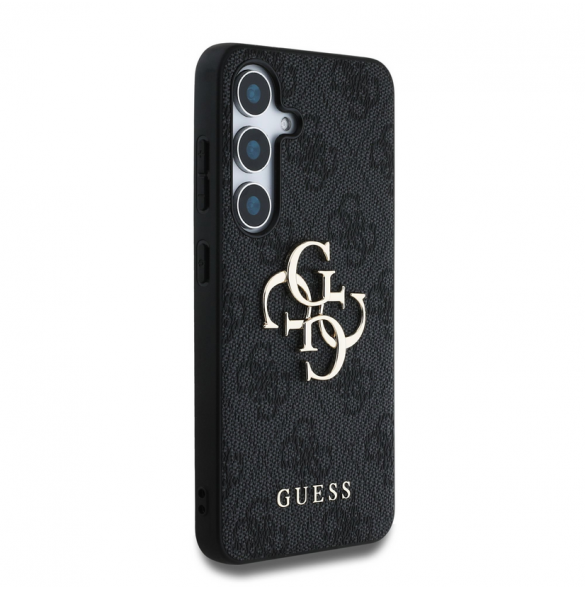 Guess PU 4G metalllogofodral för Samsung Galaxy S25 Grå
