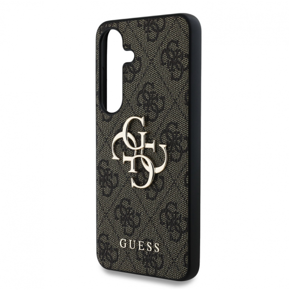Guess PU 4G metalllogofodral till Samsung Galaxy S25 Brun
