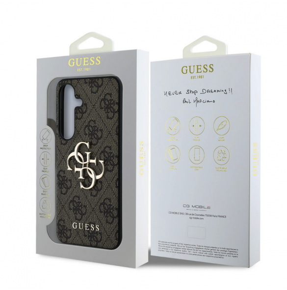 Guess PU 4G metalllogofodral till Samsung Galaxy S25 Brun