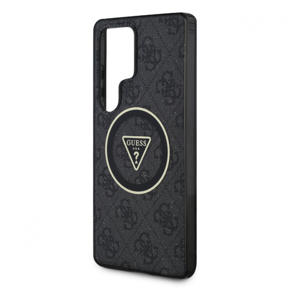 Guess IML 4G Glitter och Triangle Logo MagSafe Fodral för Samsung Galaxy S25 Ultra Black