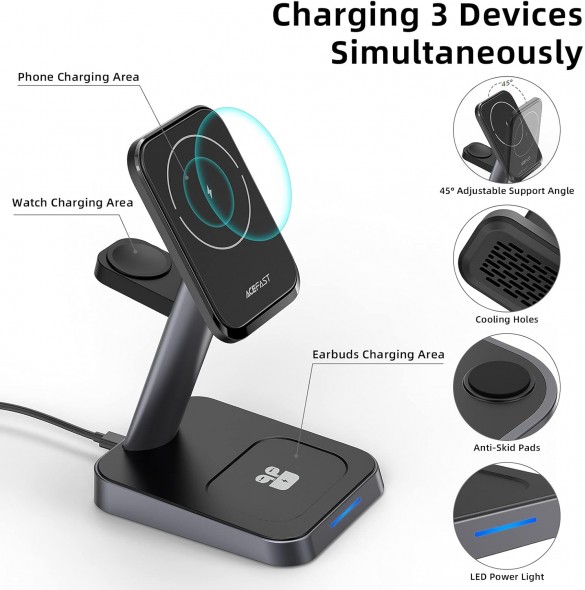 Acefast Qi trådlös laddare 15W för iPhone (med MagSafe)