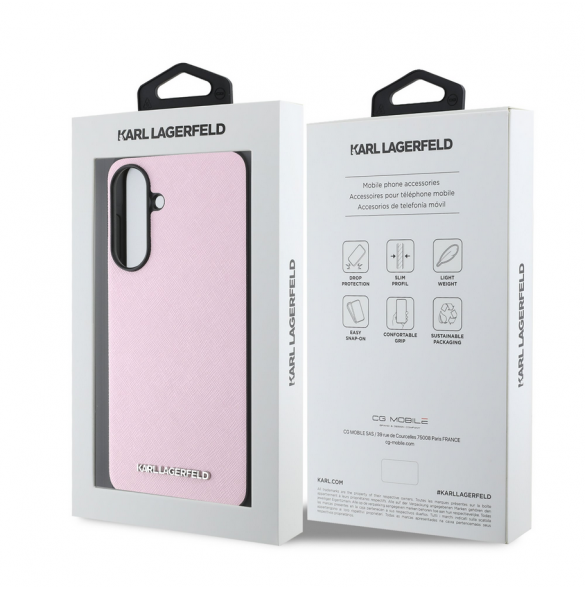 Karl Lagerfeld PU Saffiano metalllogofodral för Samsung Galaxy A56 Rosa
