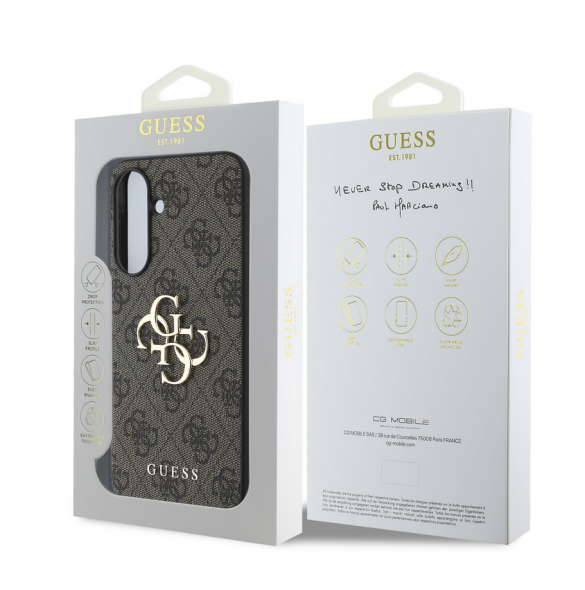 Guess PU 4G metalllogofodral för Samsung Galaxy A36 Brun