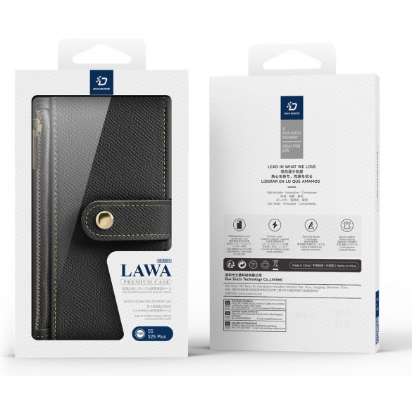 Dux Ducis Lawa Läderfodral för Samsung Galaxy S25+ med avtagbar magnetisk plånbok - Svart