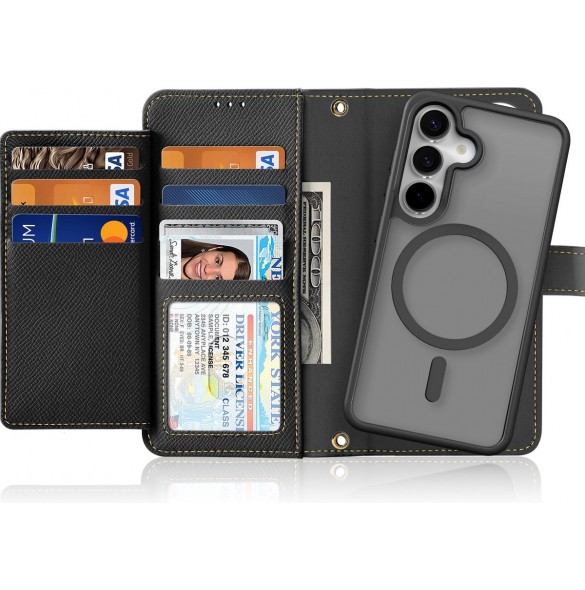 Dux Ducis Lawa Läderfodral för Samsung Galaxy S25+ med avtagbar magnetisk plånbok - Svart